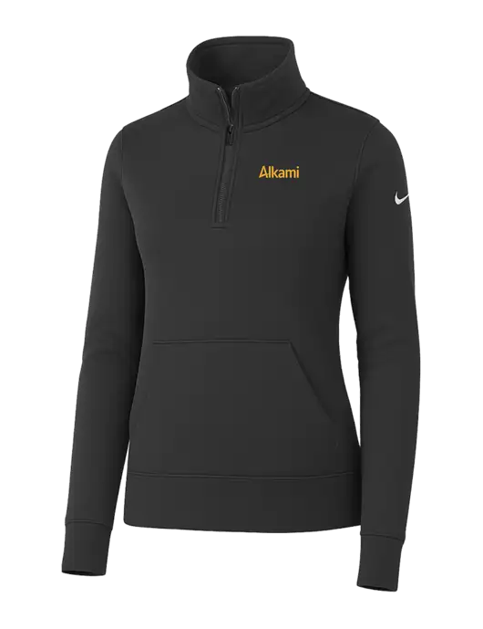 Nike Womens Dark Grey Club Fleece Sleeve Swoosh 1/2-Zip w/Alkami Logo
