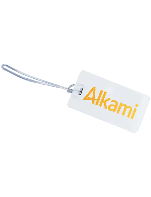 Flyaway White Luggage Tag w/Alkami Logo