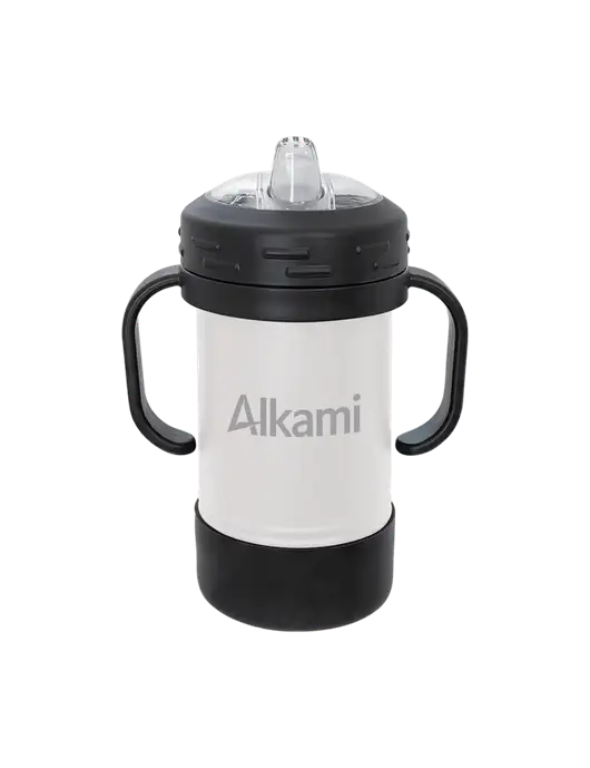 Polar Camel 10 oz Powder Coated White Sippy Cup w/Alkami Logo