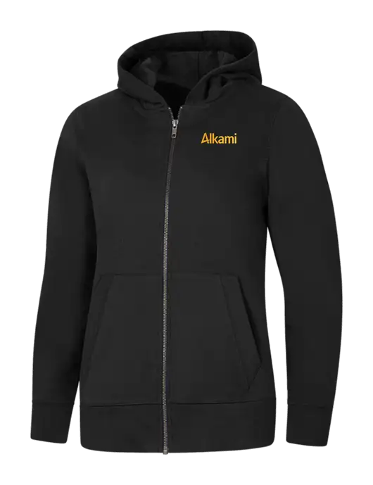 Womens Black Re-Fleece Full-Zip Hoodie w/Alkami Logo