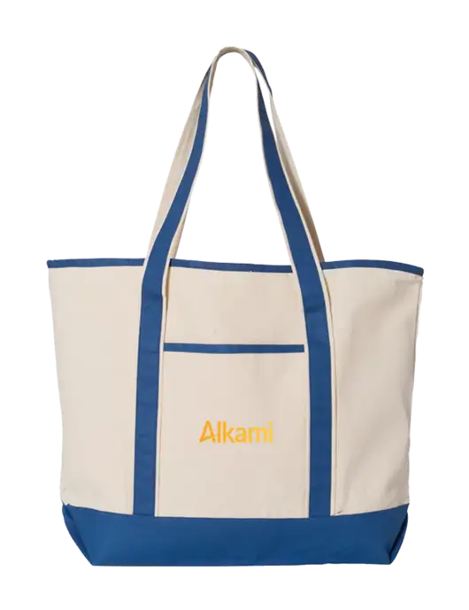 Natural/Royal Large Canvas Deluxe Tote w/Alkami Logo