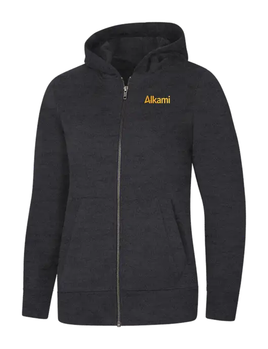 Womens Charcoal Heather Re-Fleece Full-Zip Hoodie w/Alkami Logo