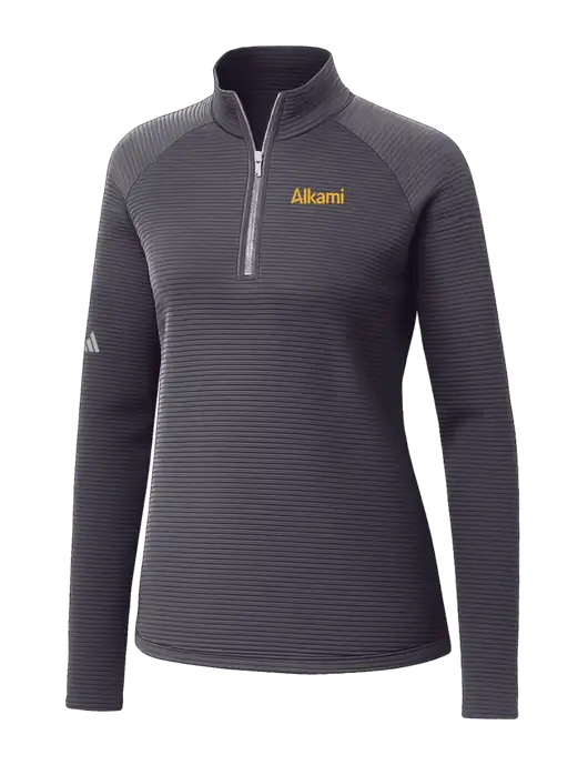 Adidas Womens Medium Grey Spacer Quarter-Zip Pullover  w/Alkami Logo