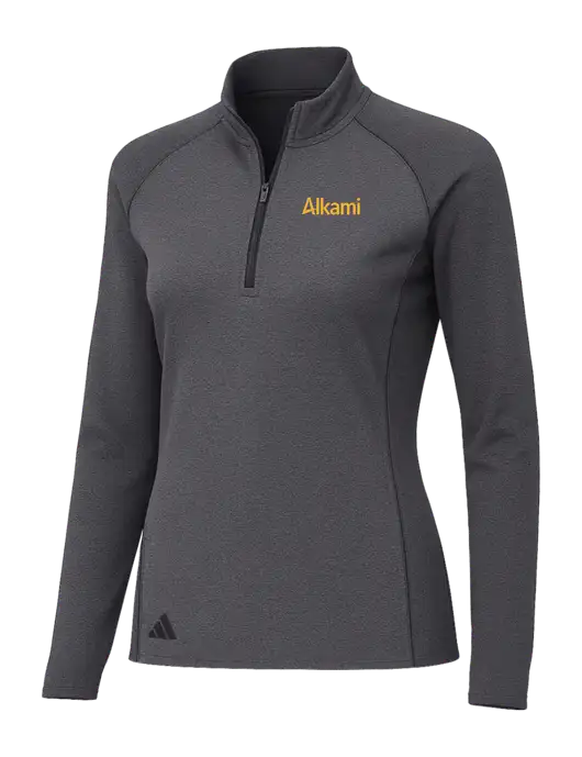 Adidas Womens Black Melange Space Dyed Quarter-Zip Pullover  w/Alkami Logo