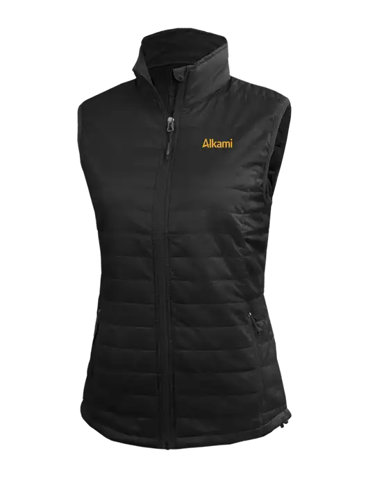 Womens Packable Black Puffy Vest w/Alkami Logo