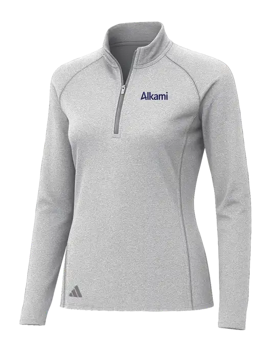 Adidas Womens Light Grey Heather Space Dyed Quarter-Zip Pullover  w/Alkami Logo