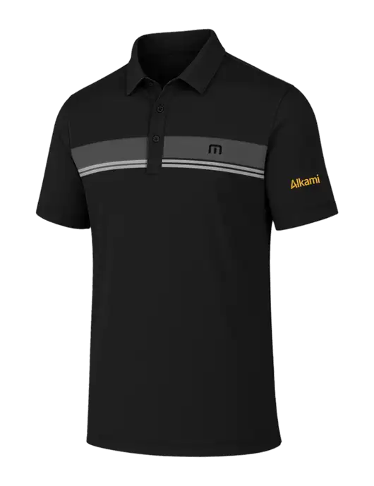 TravisMathew Black Glenview Stripe Polo w/Alkami Logo