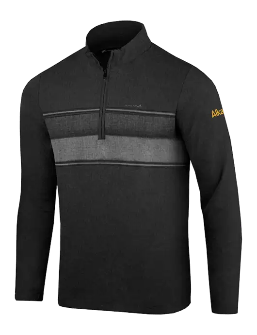 TravisMathew Black Balboa Chest Stripe Quarter Zip w/Alkami Logo