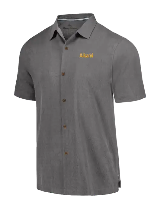 Tommy Bahama Dark Grey Tropic Isles Short Sleeve Shirt w/Alkami Logo
