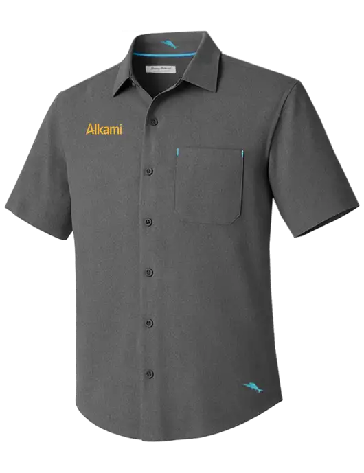Tommy Bahama Charcoal Sandy Point Short Sleeve Shirt w/Alkami Logo