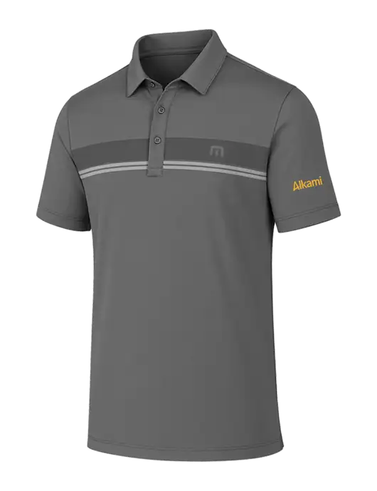 TravisMathew Medium Grey Glenview Stripe Polo w/Alkami Logo