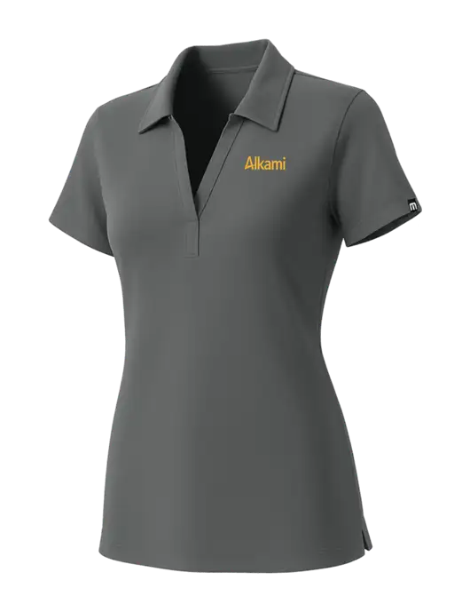 TravisMathew Womens Grey Glenview Solid Polo w/Alkami Logo