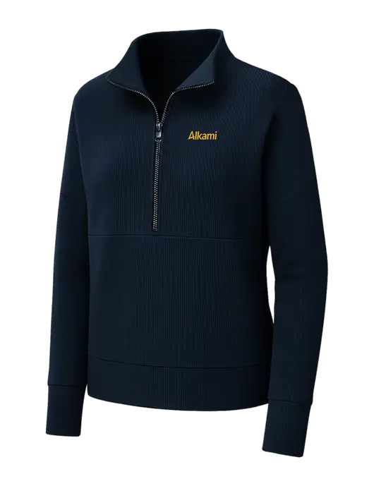 Mercer+Mettle Womens Dark Navy Linear Texture Quarter Zip w/Alkami Logo