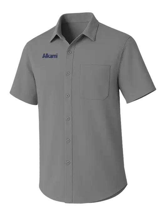 Light Grey Short Sleeve UV Dockside Shirt w/Alkami Logo