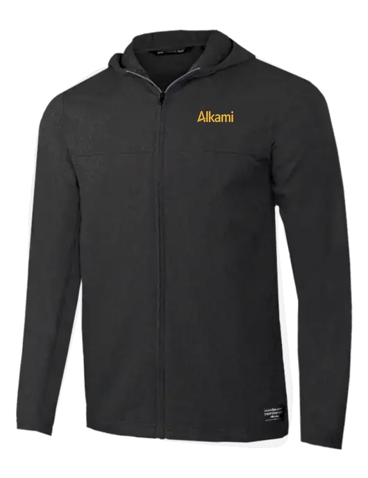 TravisMathew Dark Heather Grey Balboa Hooded Full-Zip Jacket w/Alkami Logo