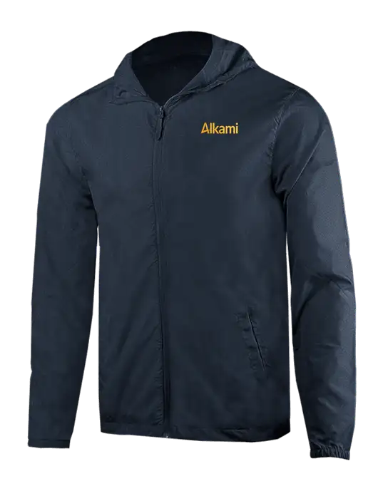 Rainy Day Ultra Lightweight Navy Windbreaker Full-Zip Jacket w/Alkami Logo
