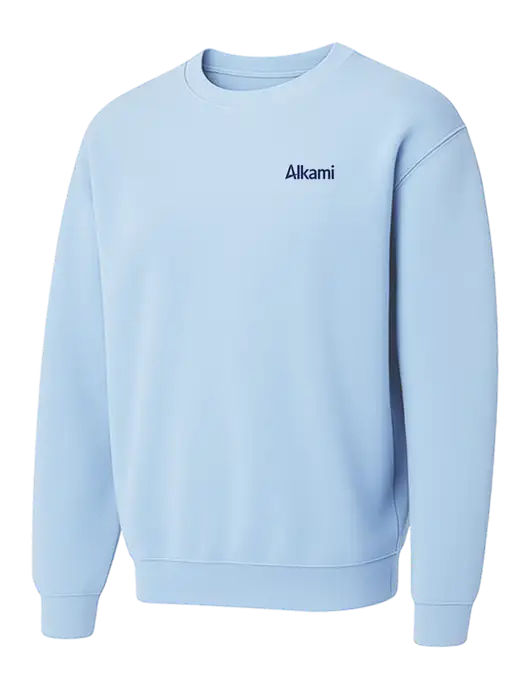 Comfort Colors Garment-Dyed Lightweight Light Blue Fleece Crewneck Sweatshirt w/Alkami Logo