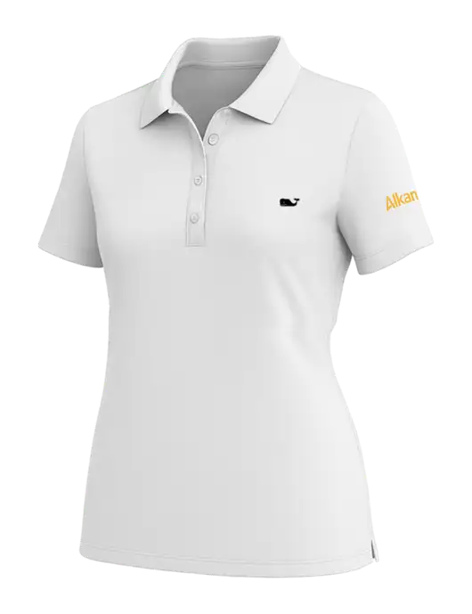 Vineyard Vines Womens White Edgartown Pique Polo w/Alkami Logo