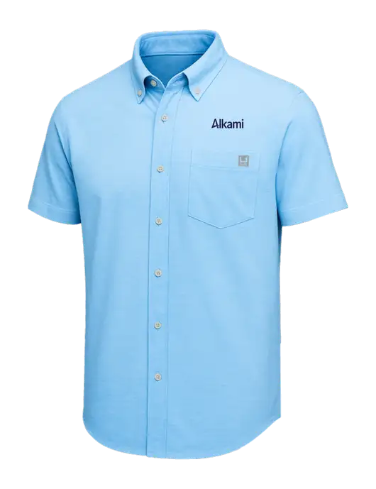 HUK Light Blue Kona Solid Shirt w/Alkami Logo