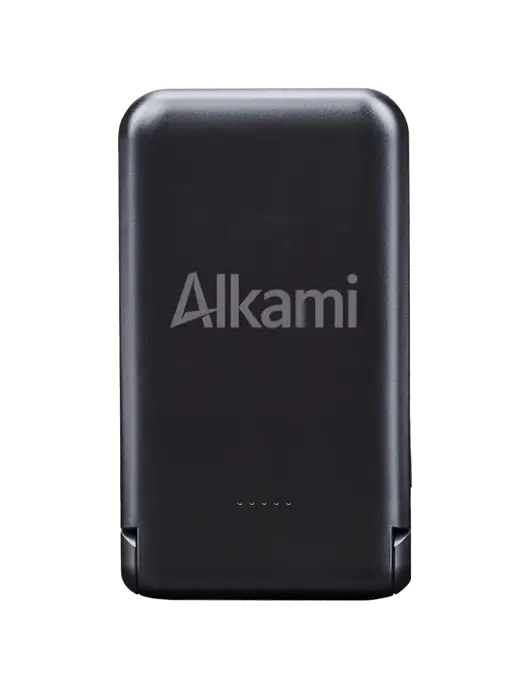 Black Glow Light-Up Power Bank 10,000 mAh MagSafe With Folding Stand w/Alkami Logo