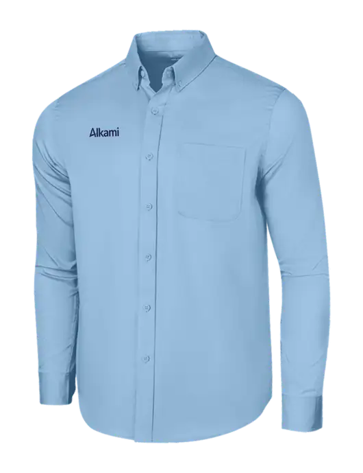 Long Sleeve Light Blue Superpro React Twill Shirt w/Alkami Logo