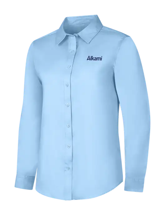 Womens Light Blue Long Sleeve Superpro React Twill Shirt w/Alkami Logo
