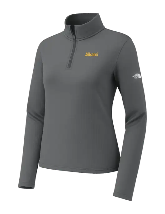 The North Face Womens Aim 1/4-Zip Dark Medium Grey Fleece w/Alkami Logo