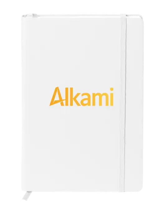 Neoskin White Hard Cover Journal 5.75 x 8.375
 w/Alkami Logo