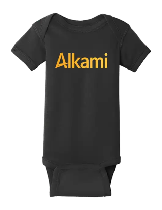 Rabbit Skins Black Infant Short Sleeve Baby Rib Bodysuit w/Alkami Logo