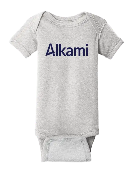 Rabbit Skins Light Grey Heather Infant Short Sleeve Baby Rib Bodysuit w/Alkami Logo