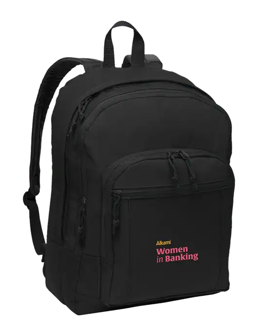Black Essential Backpack w/Women in Banking Logo