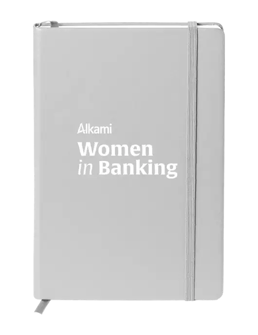 Neoskin Silver Hard Cover Journal 5.75 x 8.375
 w/Women in Banking Logo