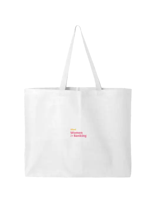 Sturdy Canvas White Tote w/Women in Banking Logo
