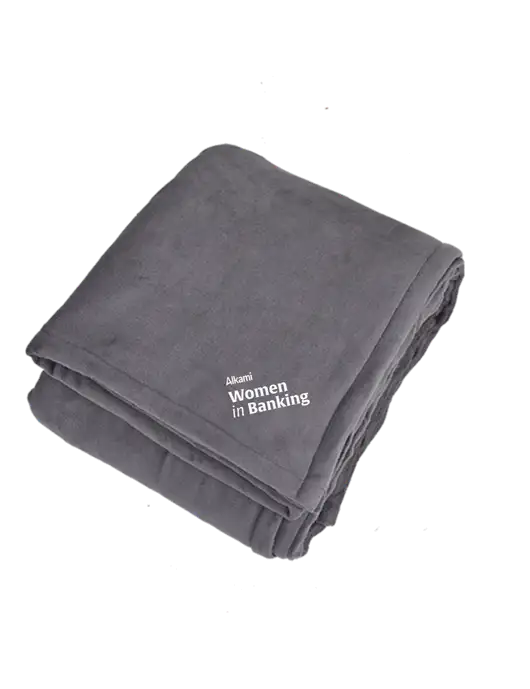 Oversized Graphite Ultra Plush Blanket Graphite w/Women in Banking Logo