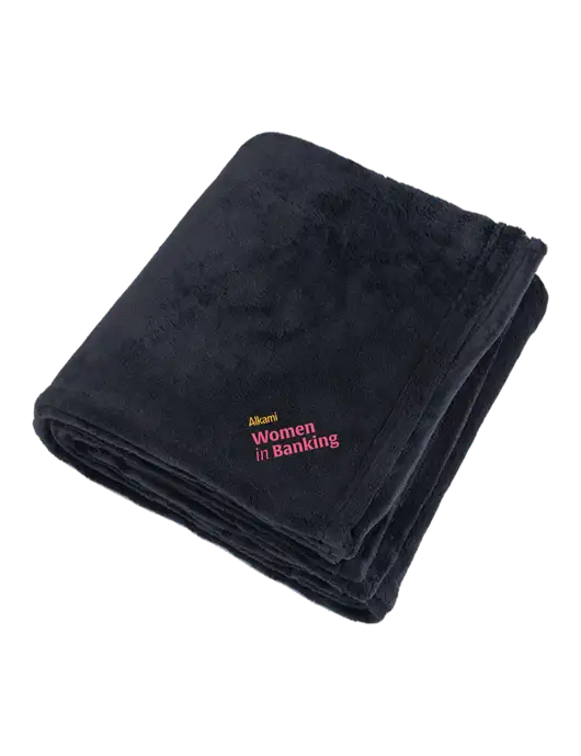 Oversized Deep Black Ultra Plush Blanket w/Women in Banking Logo
